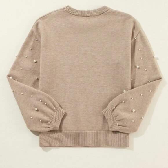Light brown pearled sweater - Picture 4 of 9